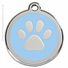 Red Dingo Light Blue Paw Print Dog ID Tag